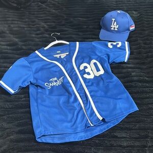 The Sandlot Jersey Baseball Jersey w/ LA Dodgers ball cap. New